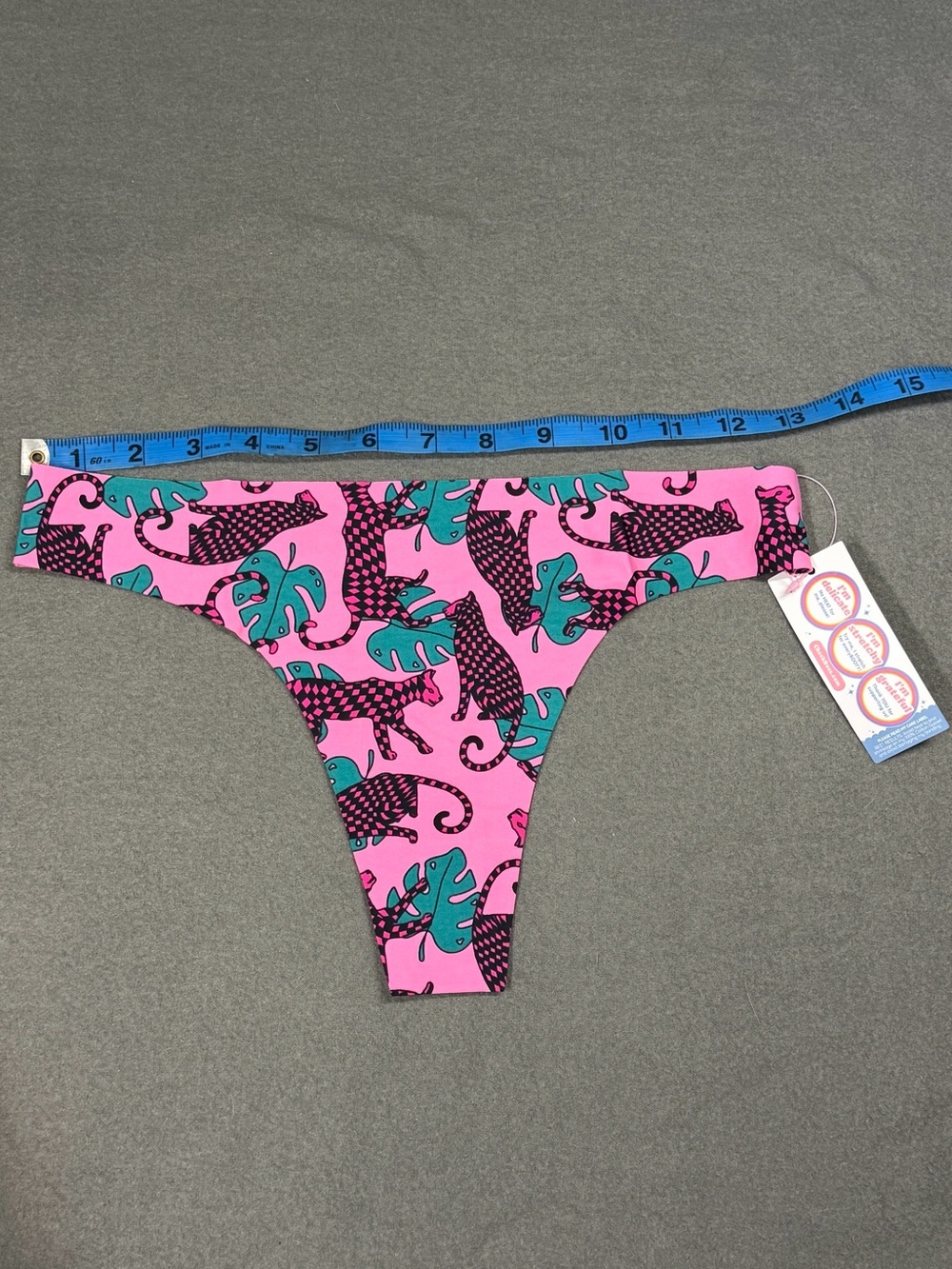 Cheek Boss Pink Tropical Leopard-Print Thong Panty - Vibrant Pink